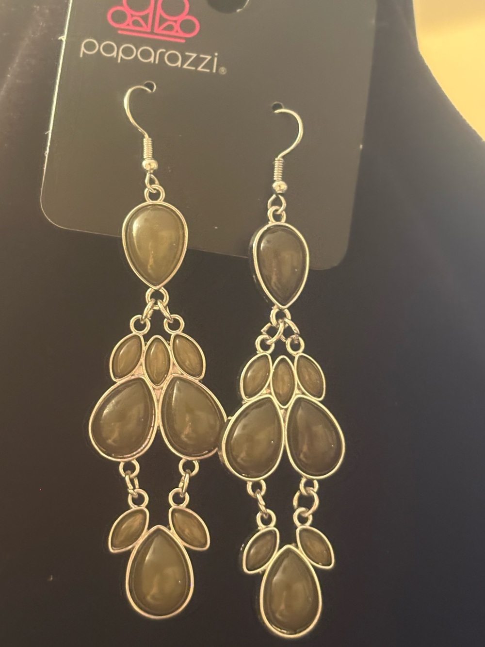 Paparazzi Olive Green Teardrop Chandelier Earrings